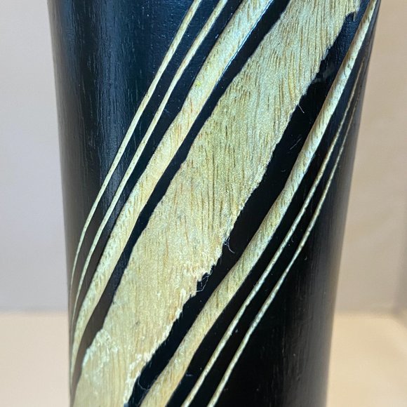 Tall Carved Mango Tree Wood Vase Dark Expresso Color - Picture 4 of 7